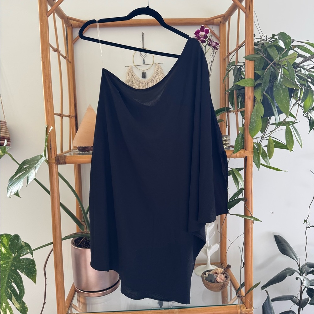 Funky Asymmetrical Black Dress – Size Large